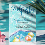Convite Festa de Piscina de Verão, Praia Ball Sweet 16 Ani<br><div class="desc">Faça um salto com nossa Festa de Verão, Bola de Praia, 16, Aniversário! Este belo convite é perfeito para qualquer comemoração de aniversário de verão, apresentando uma legal e convidativa piscina com bolas de praia brincalhão flutuando na água. O fundo azul claro de aquarela melhora a vibração da piscina, enquanto...</div>