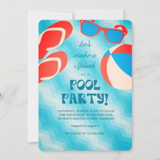 Convite Festa de Piscina de Verão Splash & Chill