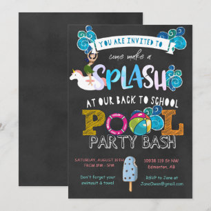 Convite Festa de Piscina de Volta às Aulas