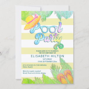 Convite Festa de piscina divertida legal no verão