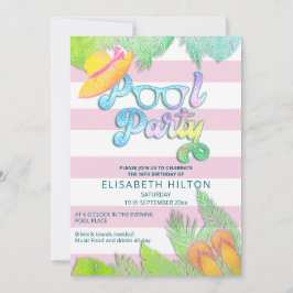 Convite Festa de piscina divertida legal no verão