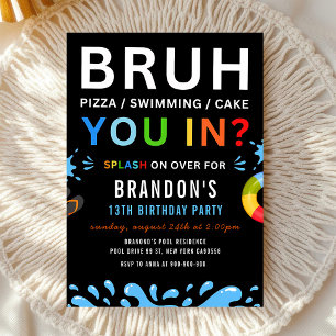 Convite Festa de Piscina do Bruh de 16 Anos