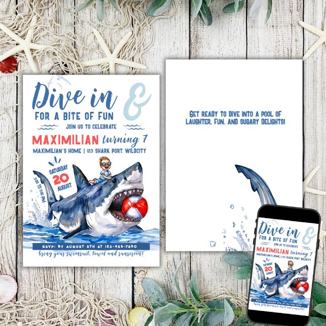 Convite Festa de Piscina do Shark Ride 2 (Criador carregado)