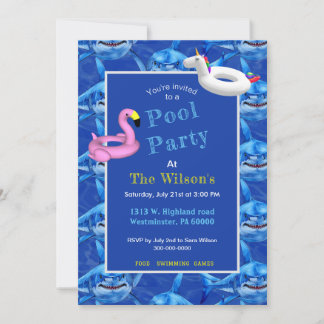 Convite Festa de Piscina do Tubarão Faminto 