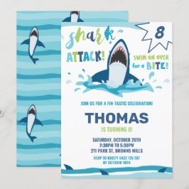 Convite Festa de Piscina dos Shark Boys de Festa de aniver