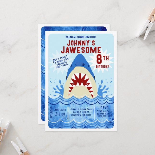 Convite Festa de Piscina dos Tubarões (Frente/Verso In Situ)