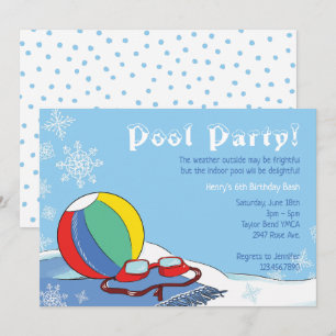 Convite Festa de piscina em Winter Boys Indoor Snowy Nataç