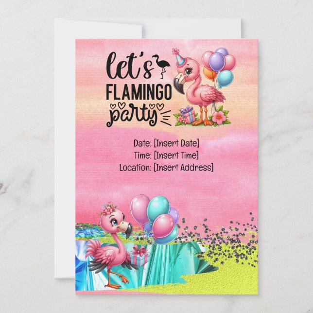 Convite Festa de Piscina Flamingo! (Frente)