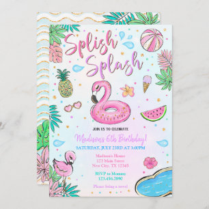 Convite Festa de Piscina Flamingo