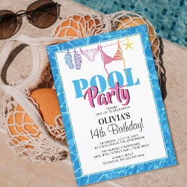Convite Festa de Piscina para Adolescentes Elegantes | Con