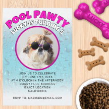 Festa de piscina para cachorro com foto personaliz