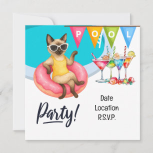 Convite Festa de Piscina para Gatos para Amantes de Gatos