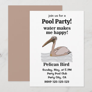 Convite Festa de Piscina Pelican Bird Beach