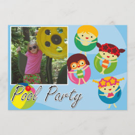 Convite Festa de Piscina Personalizada Nadando Aniversário