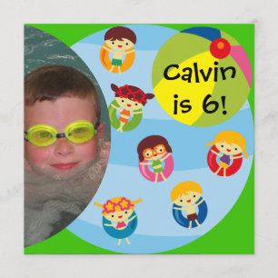 Convite Festa de Piscina Personalizada para Nadar Aniversá