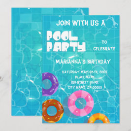 Convite Festa de piscina Qualquer Aniversário de Idade