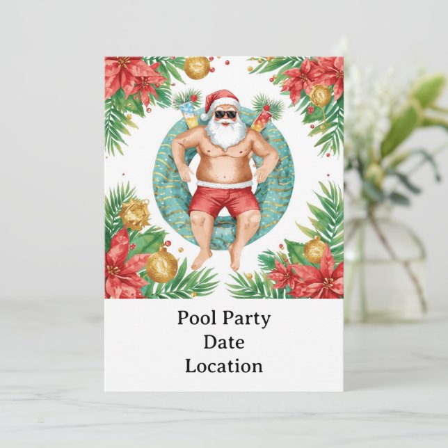Convite Festa de piscina temática de Natal no Arizona (Em pé/Frente)