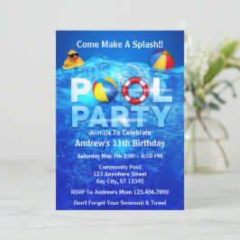 Convite Festa de piscina Verão Nadar Parafuso Aniversário