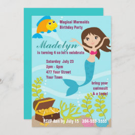 Convite Festa de Piscinas de Sereias Mágicas