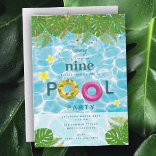 Convite Festa de Piscinas Tropicais Nadando Piscina Aniver