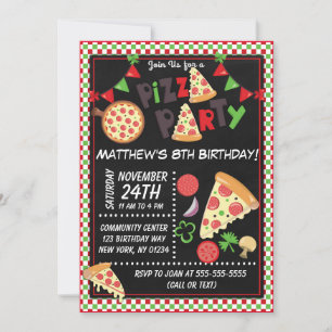 Convite Festa de Pizza Aniversário de Crianças