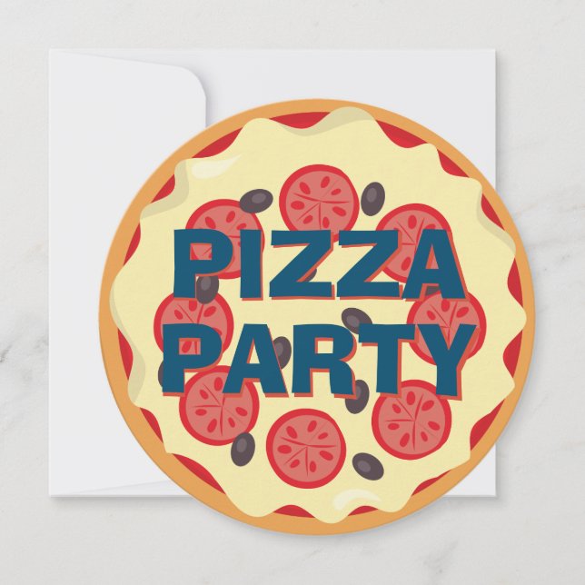 Convite Festa de Pizza Aniversário de Crianças de Qualquer (Frente)