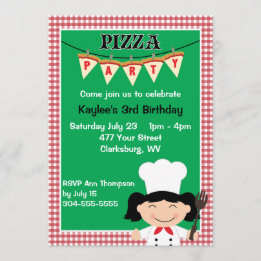 Convite Festa de Pizza de Menina