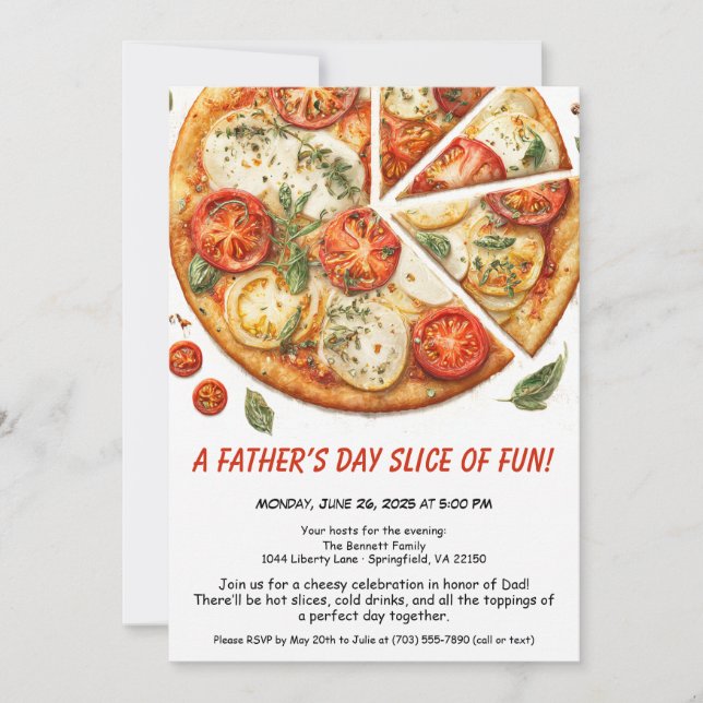 Convite Festa de Pizza do Dia dos Pais – Jantar de Família (Frente)