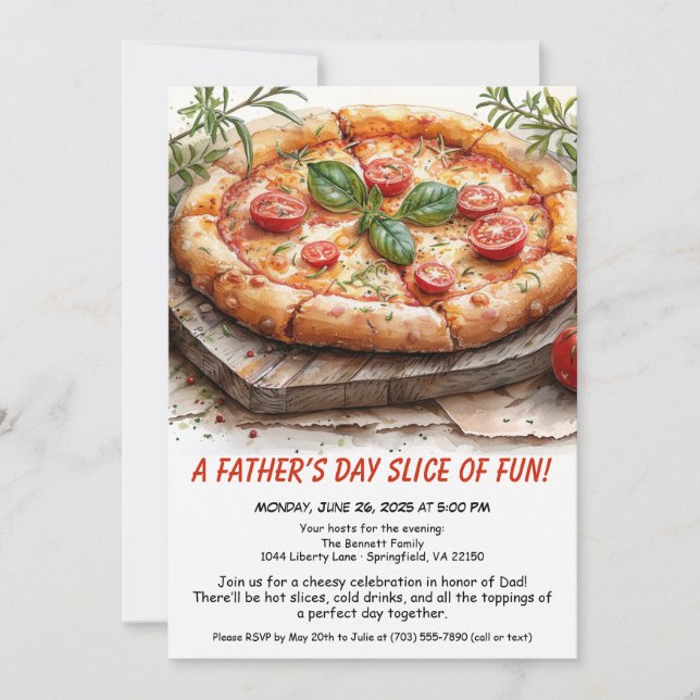 Convite Festa de Pizza do Dia dos Pais – Jantar de Família (Frente)
