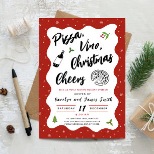 Convite Festa de pizza e vinho de Natal