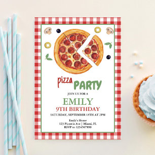 Convite Festa de Pizza, Fatia de Diversão de Aniversário