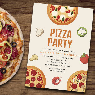 Convite Festa de Pizza Moderna e Italiana para Qualquer Oc