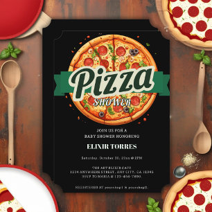 Convite Festa de Pizza Moderna para Chá de Bebê