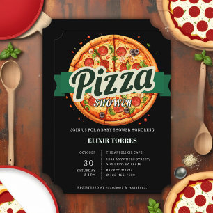 Convite Festa de Pizza Moderna para Chá de Bebê