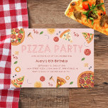 Convite Festa de Pizza Moderna Todo Ano Aniversário<br><div class="desc">O primeiro convite de aniversário divertido apresenta ilustrações de pizza de cor d'água,  texto esboçado à mão e cores brilhantes. O fundo tem um padrão de xadrez vermelho e branco que lembra os restaurantes italianos e de pizza.</div>