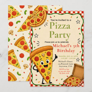Convite Festa de Pizza para Crianças Celebração de 5º Aniv