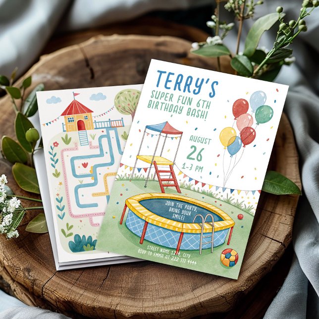Convite Festa de Playground ao Ar Livre para Crianças (Criador carregado)