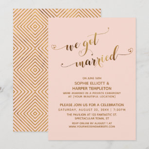 Convite Festa de Pós-Casamento Gold Blush We Got Married