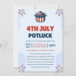Convite Festa de Potluck em 4 de julho