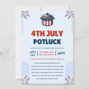 Convite Festa de Potluck em 4 de julho