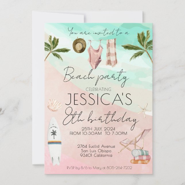 Convite Festa de Praia Aniversário Primeiro Menino de Aniv (Frente)