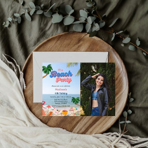 Convite Festa de praia, aniversário tropical