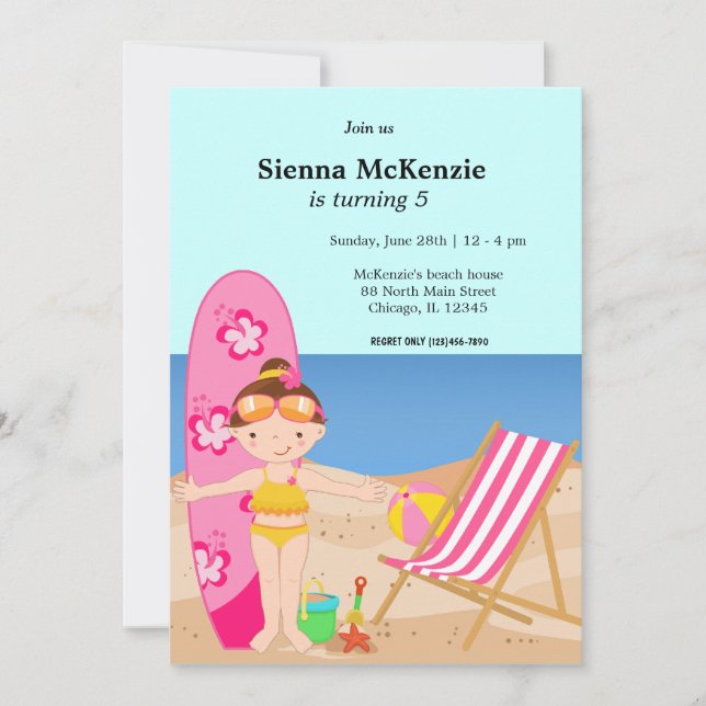 Convite Festa de Praia (Rapariga) (Frente)