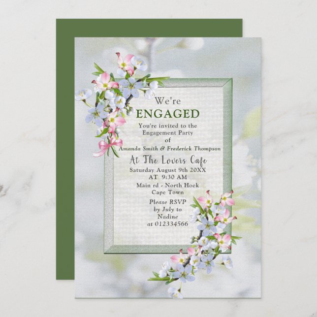 Convite Festa de Primavera Cherry Blossoms (Frente/Verso)