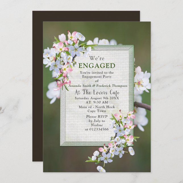 Convite Festa de Primavera Cherry Blossoms (Frente/Verso)