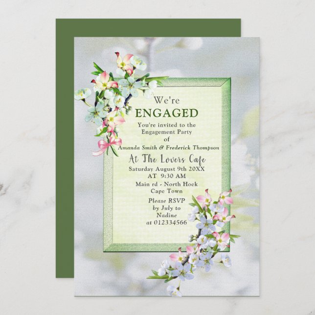 Convite Festa de Primavera Cherry Blossoms (Frente/Verso)