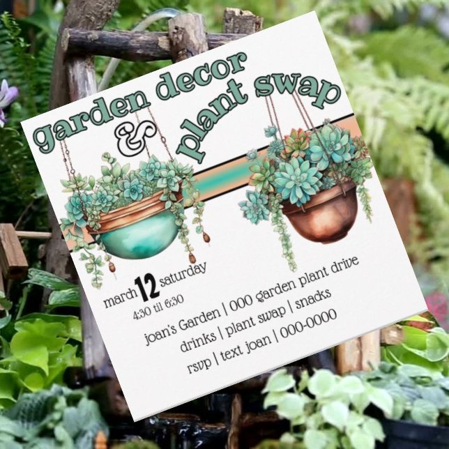 Convite Festa de Primavera de Decoração de Jardim e Planta (Spring plant and garden decor swap party invitations you can customize on the front and back. )