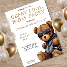 Convite Festa de primeiro aniversario Beary Legal Teddy Be