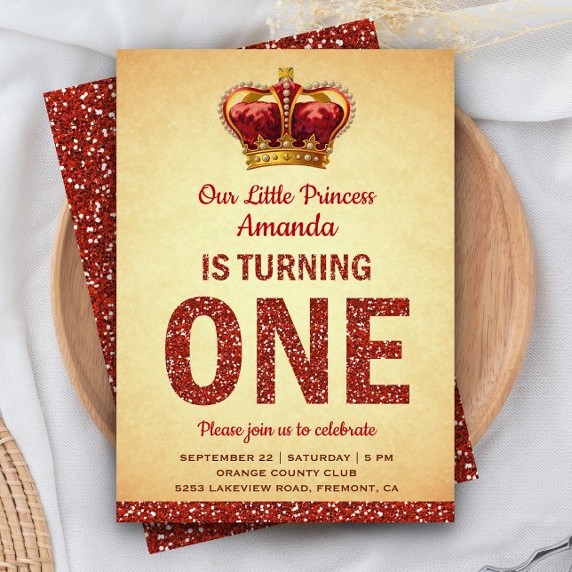 Convite Festa de Primeiro Aniversário da Princesa Real Bri (Criador carregado)