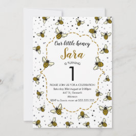 Convite Festa de primeiro aniversario de Abelhas de Mel